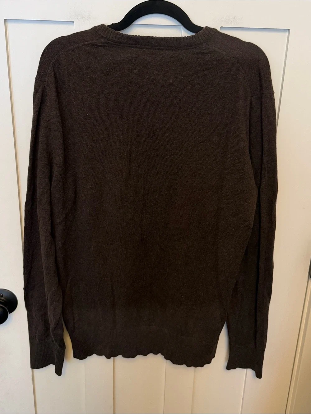 Eddie Bauer Cotton Cashmere Blend V-Neck Chocolate Brown Pullover Sweater Size L